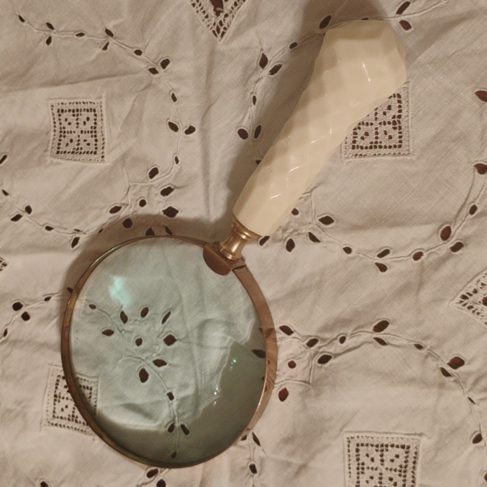 Vintage Cream Celluloid And Brass Magnifying Glass